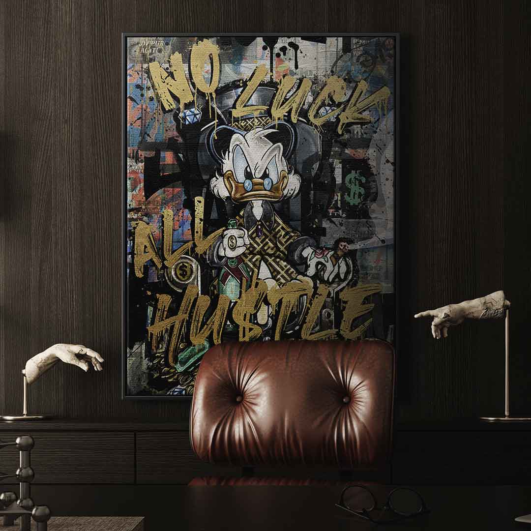 No Luck Hustle Duck Kanvas Tablo