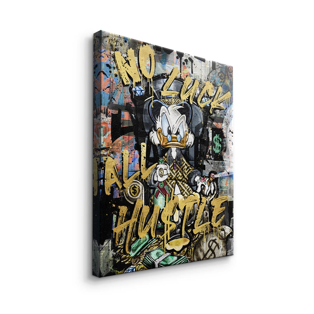No Luck Hustle Duck Kanvas Tablo