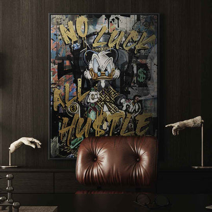 No Luck Hustle Duck Kanvas Tablo